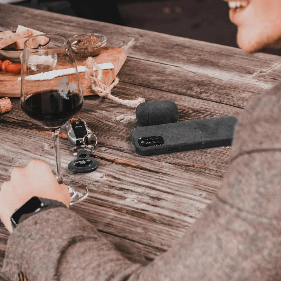 Alcanside | Alcantara AirTag Key Ring | Space Grey