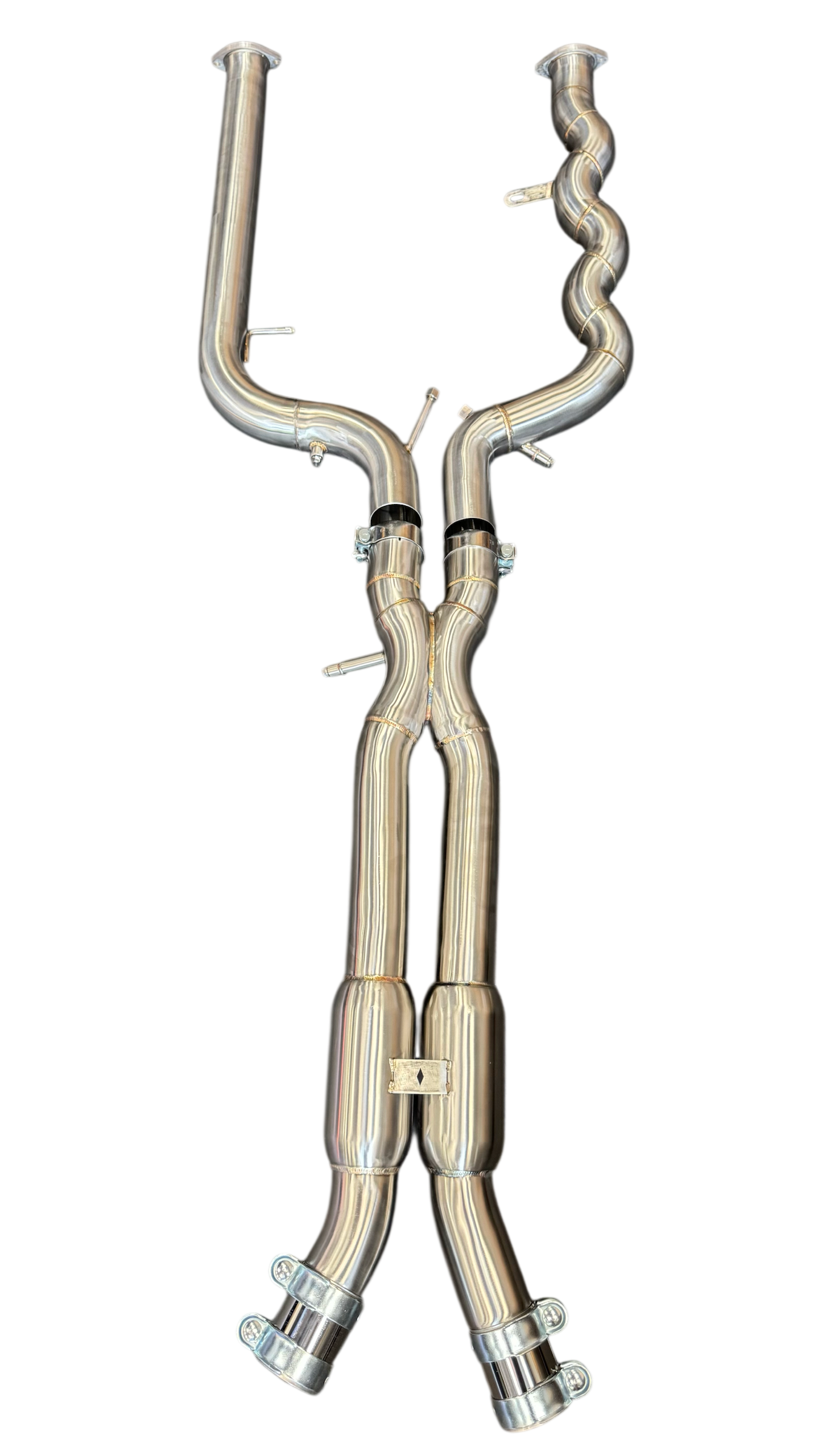 EVOLUTION M – BMW G8x M3/M4 Competition EQUAL LENGTH Exhaust Midpipe with OPF Sensor connectors view 1