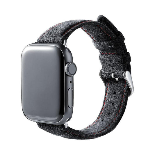 Alcanside | Apple Watch Alcantara Strap | Space Grey/Red Stitching - 42/44/45mm & Ultra (49mm)