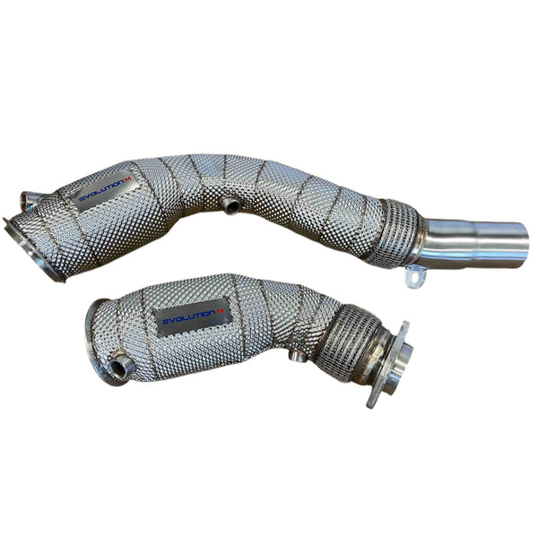EVOLUTION M – BMW S55 F8x M2 Comp/M3/M4 Downpipes (Catless or 200 cell) sold by AutoTopNL
