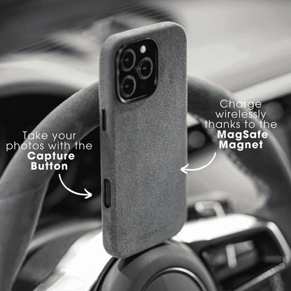 Alcanside | iPhone 16 Alcantara Case | Space Grey